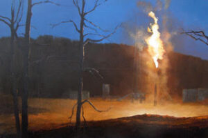 Hydraulic fracking at night