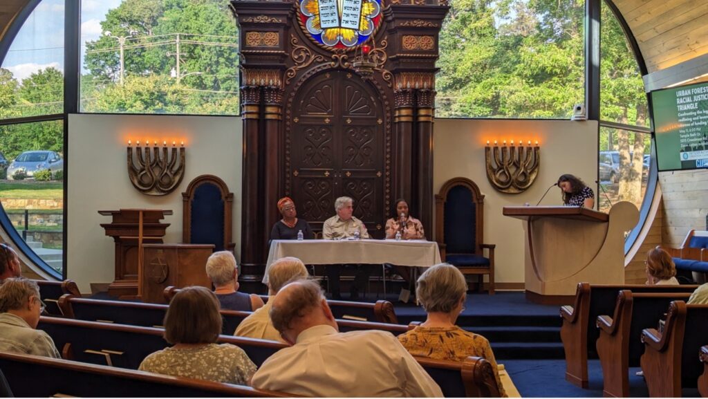 Urban Forestry & Racial Justice Panelists with Moderator Rachel Karasik in the beautiful Temple Beth Or Sanctuary