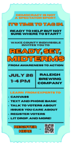 Ready, Set, Mideterms, July 26, 1-4PM, Raleigh Brewing Company